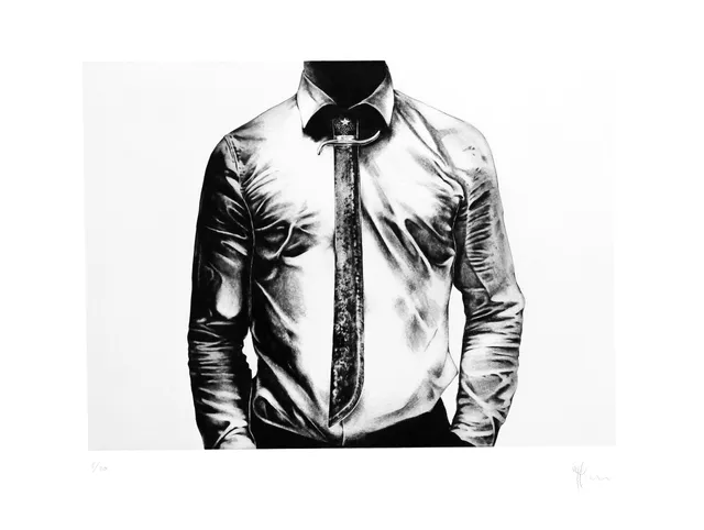 Grabado de Tente: torso con camisa y corbata